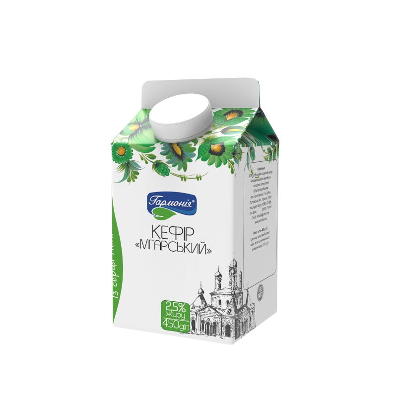 Кефір ГАРМОНІЯ 2,5%, 450г, пляшка картонна